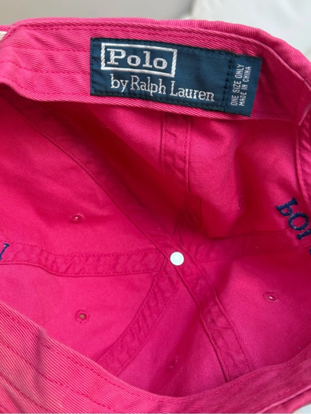 💯 Authentic Vintage Pink Polo by Ralph Lauren Baseball Cap with Navy Pony Logo